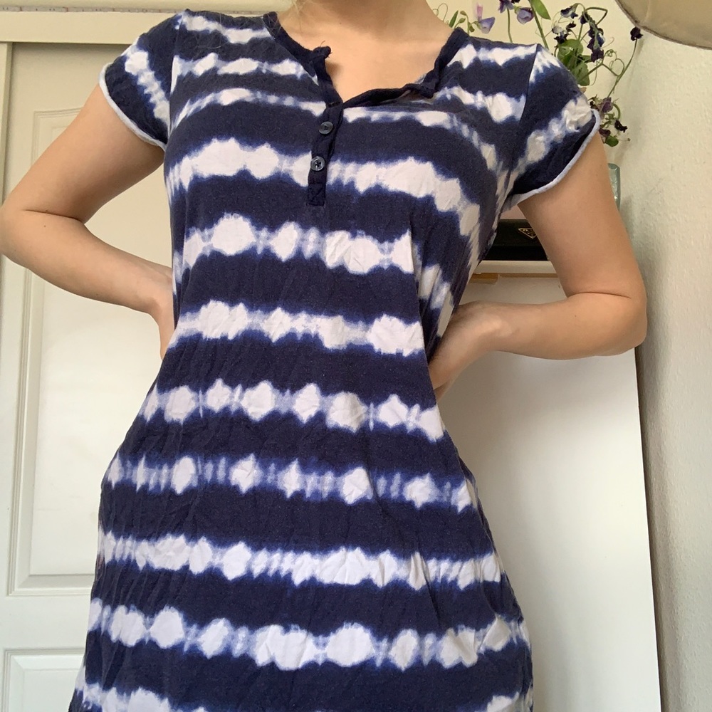 navy tie die stripe minidress